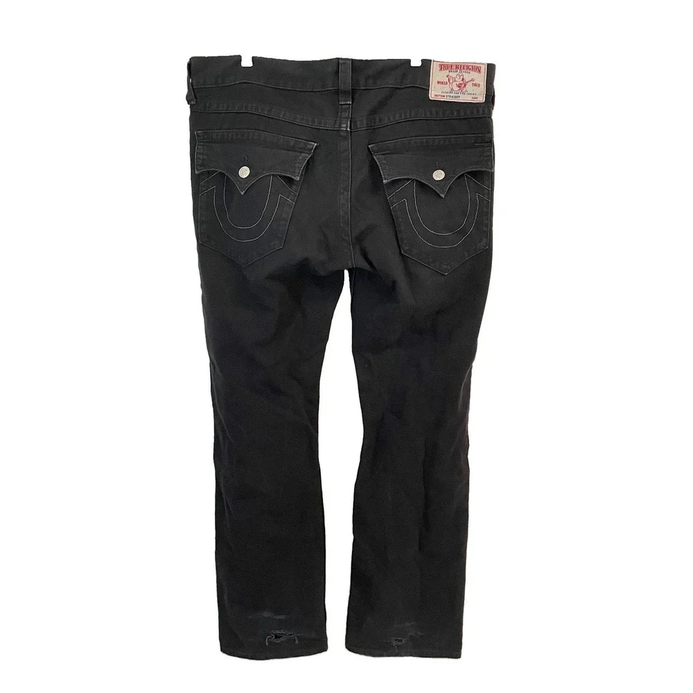 True Religion Ricky Jeans Men's 38- 40x34 Black Denim Relaxed Straight Leg